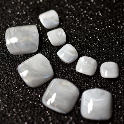 Picture of Coolnail Glossy Ombre Marbel Gray French Fake Toe Nail Square Manicure False Toenals Tip Full Cover for Women Girl