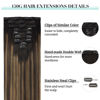 Picture of DOORES Clip in Hair Extensions Real Human Hair, Balayage Natural Black to Chestnut Brown 20 Inch 150g 9pcs, Real Hair Extensions Clip in Remy Clip in Hair Extensions Natural Hair Extensions Straight