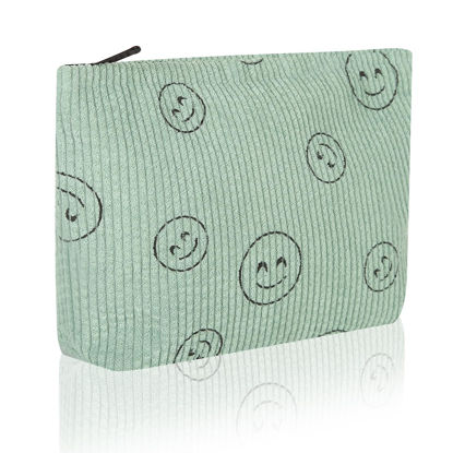 Picture of Wudimeitt Cosmetic bag Makeup bag Preppy Cute Corduroy Toiletry bag for women travel essentials (greengreen)