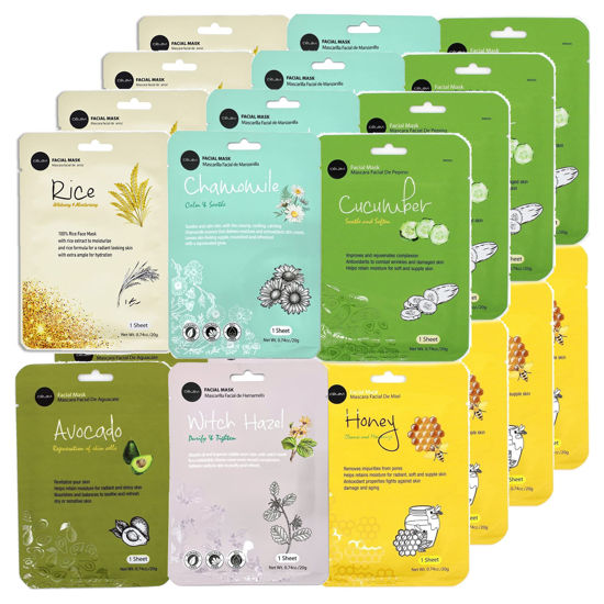 Picture of Celavi Essence Facial Face Mask K-Beauty Skincare Korea Skin Care Moisturizing (4 of each) B Set