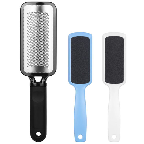 Picture of 3 Pieces Colossal Foot Files Kit Foot Scrubber Foot Rasp and Double-Sided Heel Files Pedicure Tools Callus Remover Stainless Steel Feet Scraper Foot Grater for Dead Skin