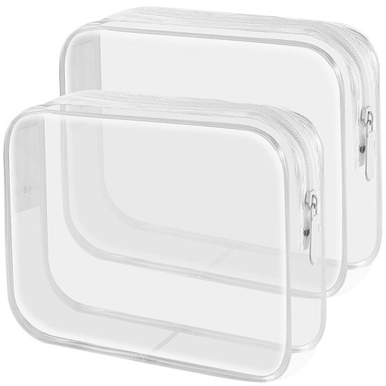 Picture of Lermende 2pcs Clear Toiletry Bag TSA Approved Travel Carry On Airport Airline Compliant Bag Quart Sized 3-1-1 Kit Luggage Pouch (No-S-Clear)