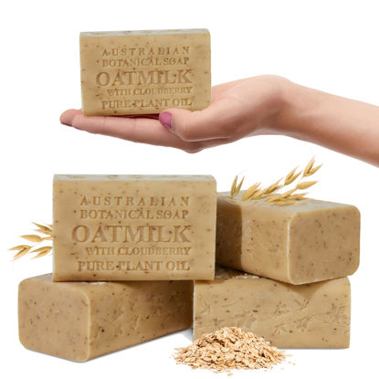 Picture of Australian Botanical Soap, Oat Milk with Cloudberry 6.6 oz. (187 g) Soap Bars | Natural Soap Base | All Skin Types | Women & Men | Shea Butter Enriched Bar Soap - Pack of 4