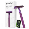 Picture of ZOMCHI Double Edge Safety Razor with 5 Safety Razor Blades, Women & Men’s Safety Shaving Razor, Reusable Razor, Plastic Free - Purple