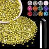 Picture of 5000PCS 3mm Resin Rhinestones in Bulk (Lemon Yellow), Bedazzling Flatback Crystals for Crafts DIY Nail Decoration, Gems Charms for Tumbler Shoes Clothing Fabric with Pickup Pen and Tweezers