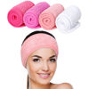 Picture of Whaline 4 Pack Spa Facial Headband Makeup Hair Wrap Adjustable Hair Band Soft Towel Head Band for Face Washing Shower Sports Yoga (White, Pink, Peach Pink, Hot Pink)