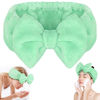 Picture of Shintop Makeup Headband, Soft Face Wash Headband with Cute Bow Elastic Spa Hairband for Skincare Facial Mask Showers（Light Green）