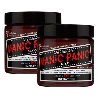 Picture of MANIC PANIC Infra Red Hair Dye - Classic High Voltage - (2PK) Semi Permanent Hair Color - Deep Mahogany Red Shade - For Dark & Light Hair - Vegan, PPD & Ammonia Free - For Coloring Hair on Men & Women