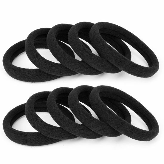 Picture of 100PCS Large Cotton Ponytail Holders, Seamless Hair Ties, Elastics Hair Bands No Damage for Thick, Heavy and Curly Hair, 2 Inch Diameter by BAOLI