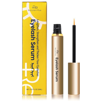 Picture of Recuren Plus Premium Eyelash Growth Serum: Advanced Vegan Formula for Longer Thicker Lashes - Natural Safe Ingredients in 5ML (Champagne Gold)