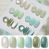 Picture of Born Pretty Cat Magnetic Eye Gel Nail Polish Set Jelly Green Glitter Holographic Magnetic Gel Spring Summer Transparent Sheer Colors Gel Nail Kit for Salon Gel Manicure Nail Art DIY at Home 6 Colors