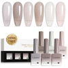Picture of CANNI Jelly Gel Nail Polish Set,Milky White Nude Grey 6 Colors 9ML Jelly Translucent Gel Polish Set,Natural Neutral Nude Grey, High Gloss Soak Off UV LED Gel Nail Manicure Salon DIY