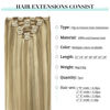 Picture of DOORES Human Hair Extensions Clip in Balayage Light Blonde Highlighted Golden Blonde 18 Inch 120g 7pcs Clip in Hair Extensions Natural Straight Hair Extensions