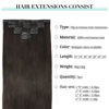 Picture of DOORES Clip in Human Hair Extensions Dark Brown 120g 7pcs 16 Inch Straight Real Hair Extensions Clip in Remy Natural Hair Extensions