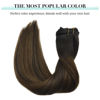 Picture of DOORES Remy Human Hair Extensions Clip in Balayage Dark Brown to Chestnut Brown Real Clip in Hair Extensions Straight 120g Thick Natural Hair Extensions 22 Inch 7pcs