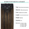 Picture of DOORES Remy Human Hair Extensions Clip in Balayage Dark Brown to Chestnut Brown Real Clip in Hair Extensions Straight 120g Thick Natural Hair Extensions 22 Inch 7pcs