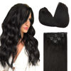Picture of DOORES Clip in Human Hair Extensions Natural Black 120g 20 Inch 7pcs Straight Remy Hair Extensions Clip in Real Hair Extensions