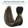 Picture of DOORES Hair Extensions Clip in Human Hair Balayage Natural Black to Light Blonde 120g 7pcs 16 Inch Remy Clip in Human Hair Extensions Straight