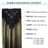 Picture of DOORES Human Hair Extensions Clip in Hair Extensions Balayage Natural Black to Light Blonde 20 Inch 120g 7pcs Real Hair Extensions Straight