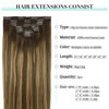 Picture of DOORES Clip in Hair Extensions Real Human Hair Balayage Chocolate Brown to Caramel Blonde 16 Inch 7pcs 120g Remy Human Hair Extensions Clip in Straight Thick Hair Extensions