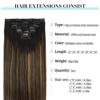 Picture of DOORES Hair Extensions Clip in Real Natural Black to Chestnut Brown 120g 22 Inch 7pcs Balayage Clip in Human Hair Extensions Natural Hair Extensions Straight