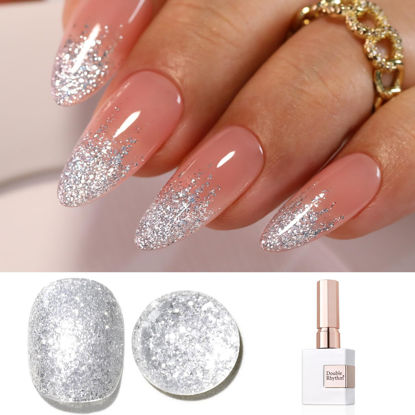 Picture of Double Rhythm 15ML Silver Glitter Gel Polish Color Reflective Sparkle Soak Off Nail Polish Manicure Salon DIY at Home (Silver-B1125)