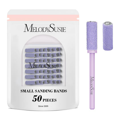 Picture of MelodySusie 50 Pcs Nail Drill Bits Small Sanding Bands with 3.1mm Mandrel Bit, 240 Extreme Fine Grit Nail File for Acrylic Nails Gel Manicures and Pedicure, Purple