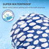 Picture of INNELO Luxury Shower Cap for Women Reusable Waterproof, Double Layered Shower Hair Cap with Adjustable Elastic Strap, Large Satin Lined Shower Bath Cap for Long Curly Straight Hair, Blue