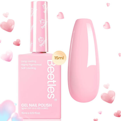 Picture of Beetles Pink Gel Nail Polish,15 ML Light Pink Fairy Floss Gel Nail Polish Soak off Uv LED Lamp Baby Pink Gel Polish DIY Salon for Women Colorful Bottle Gel Valentine's Day Gifts for Women