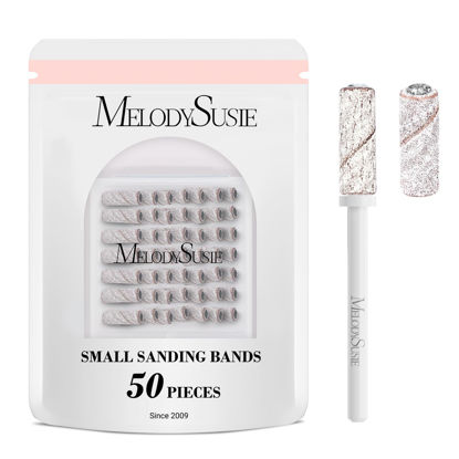 Picture of MelodySusie 50 Pcs Nail Drill Bits Small Sanding Bands with 3.1mm Mandrel Bit, 240 Extreme Fine Grit Nail File for Acrylic Nails Gel Manicures and Pedicure, Zebra