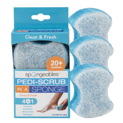 Picture of Spongables Pedi Scrub Foot Exfoliating 20+ Wash Sponge, Clean & Fresh, 3 Count