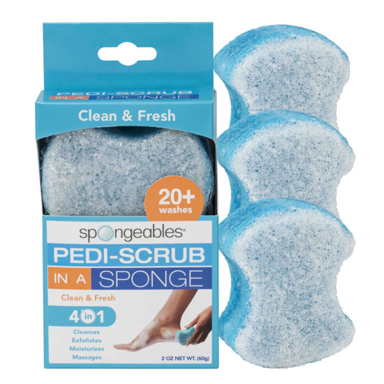 Picture of Spongables Pedi Scrub Foot Exfoliating 20+ Wash Sponge, Clean & Fresh, 3 Count