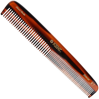 Picture of Kent 9T Tortoiseshell Fine Tooth and Wide Tooth Comb Detangler Hair Combs - Large Handmade and Saw-Cut Dressing Comb - Wet Hair Comb for Women and Durable Grooming Comb for Men Made in England