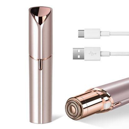 Picture of Facial Hair Remover for Women- as Seen on TV Painless Face Shaver -Mini Hair Remover, Electric Razor Shaver Portable Bikini Epilator for Lips, Chin, Armpit, Peach Fuzz, Fingers, Neck, Cheek(Champagne