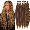 Picture of Gozill Honey Brown Braiding Hair Pre stretched Boho Braids Kanekalon Prestretched Braiding Hair for Bohemian Hair Ez Braid Micro Braiding Hair Synthetic Curly Deep Wave Braids