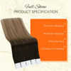 Picture of Full Shine Tape in Hair Extension Human Hair 12 Inch Adhesive Hair Extensions Tape in Hair Color 2 Brown Fading to 6 and 18 Ash Blonde Natural Tape on Hair Extension 20Pcs Tape for Extensions 30 Gram