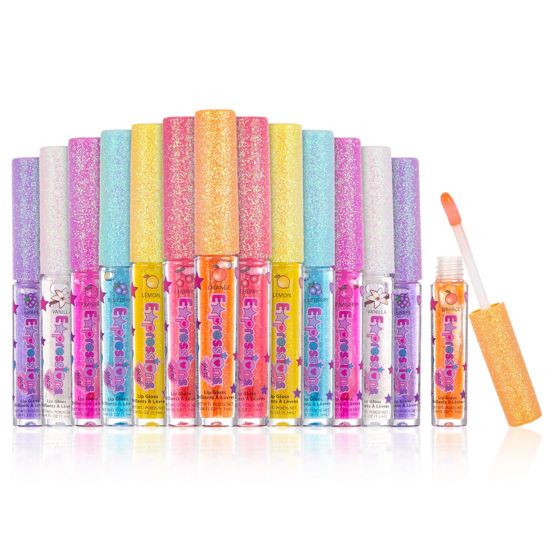 Picture of Expressions 14pc Fruity Flavored Lip Gloss Set - Lip Gloss in Assorted Fruity Flavors, Non Toxic Makeup for Kids & Teens