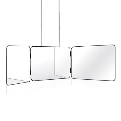Picture of JANMPASK 3 Way Mirror for Self Hair Cutting Tools with Height Adjustable Mirror 360 Trifold Mirror for Makeup to See Back of Head (Black)