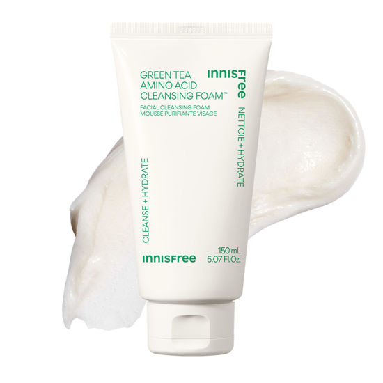 Picture of innisfree Green Tea Amino Acid Cleansing Foam, Sulfate Free, Hydrating Korean Face Wash with Gentle Foam