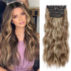 Picture of 20 Inches Brown Hair Extensions, 4Pcs Synthetic Clip in Hair Extensions, Wavy Long Hair Extensions Clip in, Natural Thick Hair Extensions (Color:Light Brown Mixed Blonde)