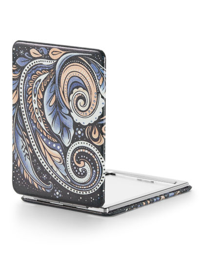 Picture of OMIRO Compact Mirror, Unique Painting PU Leather 1X/3X Magnification, Ultra Portable for Purses, 2.4" W x 3.4" L (Paisley)