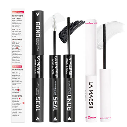 Picture of LA MAESII Lash Cluster Glue & Lash Remover, Lash Bond and Seal Kit Waterproof Bond and Seal Lash Glue, Lash Remover for Lash Extensions Home Use 10ml+5ml