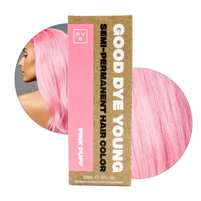 Picture of Good Dye Young Semi-Permanent Hair Color, Vegan and Cruelty-Free Pink Hair Dye, Last up to 24 Washes, Non-Damaging Conditioning Hair Color (5FL OZ, Pink Puff)