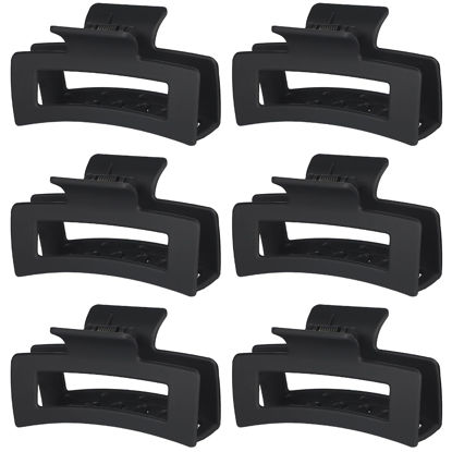 Picture of Sisiaipu 3.5 Inch Medium Hair Claw Clips 6 Pack Hair Clips for Women Square Claw Clips Rectangle Clips for Hair Banana Jaw Clips Hair Accessories for Girls -Black