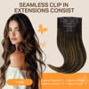 Picture of DOORES Hair Extensions Seamless Clip in Human Hair, Dark Brown to Chestnut Brown 7pcs 110g 20 Inch, Invisi Edge Hair Extensions Clip in Hair Extensions Remy Hair Extensions Natural Straight