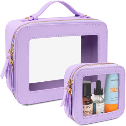 Picture of LETGO Clear Makeup Bags Set - TSA Approved Toiletry Bag with Handle Large Opening, Clear Toiletry Bags Case Pouch for Travel Essentials Car Accessories for Women Men (0-2Pack-Purple)