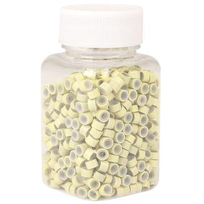 Picture of NIACONN 1000pcs Microlink Beads 5mm Silicone Lined Hair Extension Beads Micro Links Rings for Hair Extension - Blonde