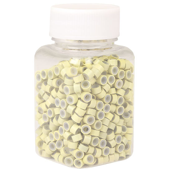 Picture of NIACONN 1000pcs Microlink Beads 5mm Silicone Lined Hair Extension Beads Micro Links Rings for Hair Extension - Blonde