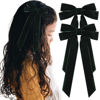 Picture of 2PCS Velvet Hair Bows Green Hair Ribbon Clips Big Fall Alligator Clips Hair Accessories for Women Girls Toddlers Kids Baby