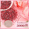 Picture of 5000PCS 2mm Resin Rhinestones in Bulk (Red), Bedazzling Flatback Crystals for Crafts DIY Nail Decoration, Gems Charms for Tumbler Shoes Clothing Fabric with Pickup Pen and Tweezers
